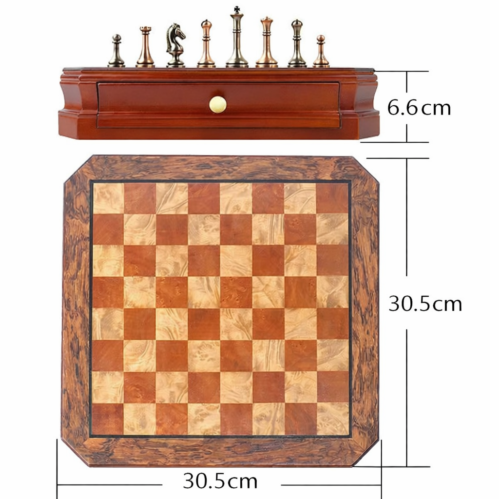 Echiquier en bois & pièces metaliques polies