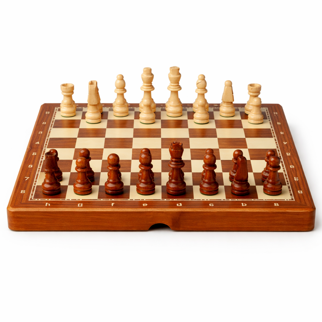 Echiquier artisanal en bois de palissandre poli 24x24cm