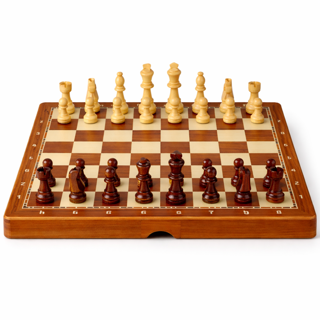 Echiquier artisanal en bois de palissandre poli 39x39cm